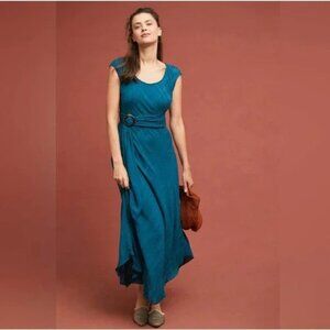 NWT Moulinette Soeurs Guinevere Maxi Dress Teal anthropologie Size 0
